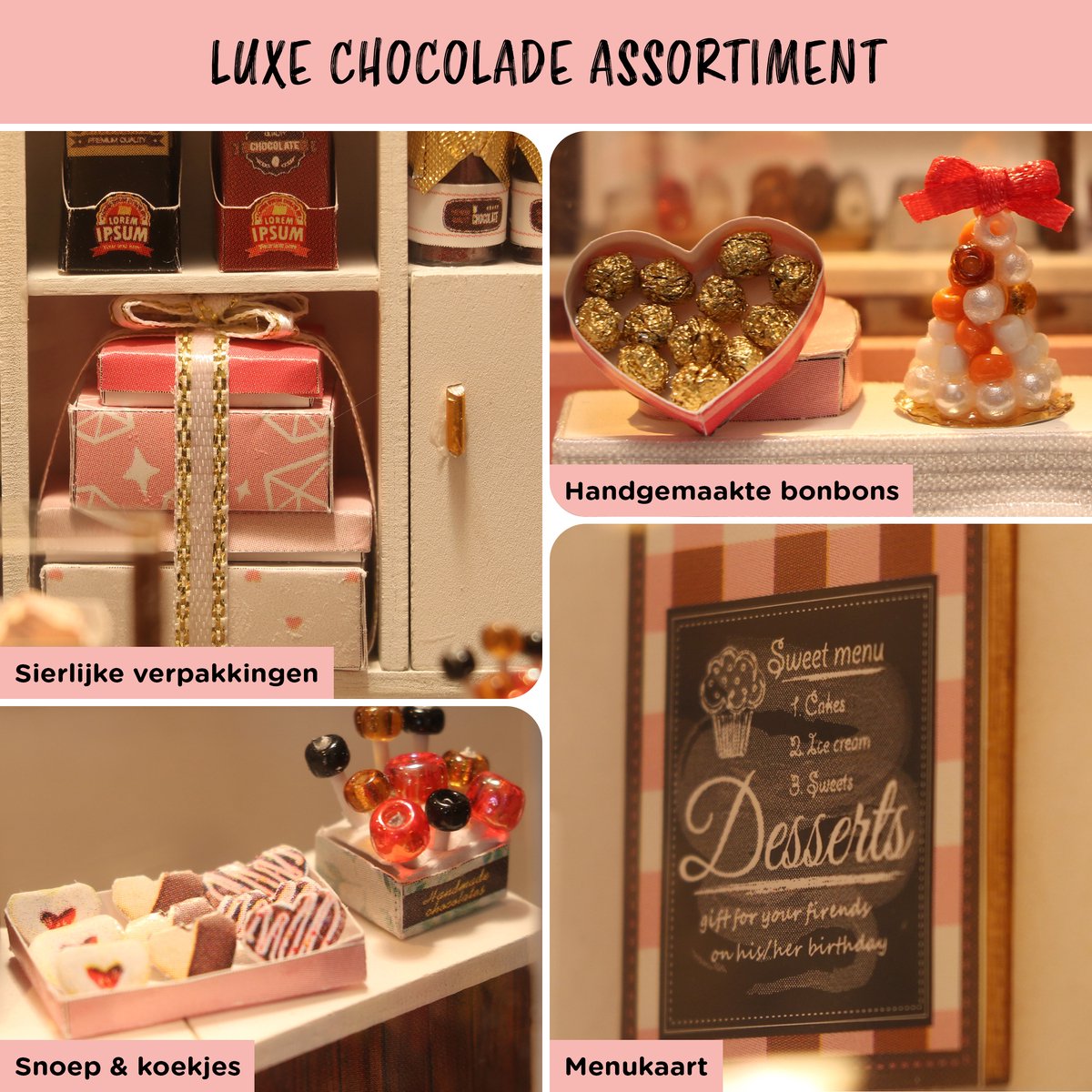 Modelbouwpakket Chocolatier - Volwassenen & Kinderen - DIY - Hobby - Knutselen - Poppenhuis - Doll House - Crafts&Co — afbeelding 6