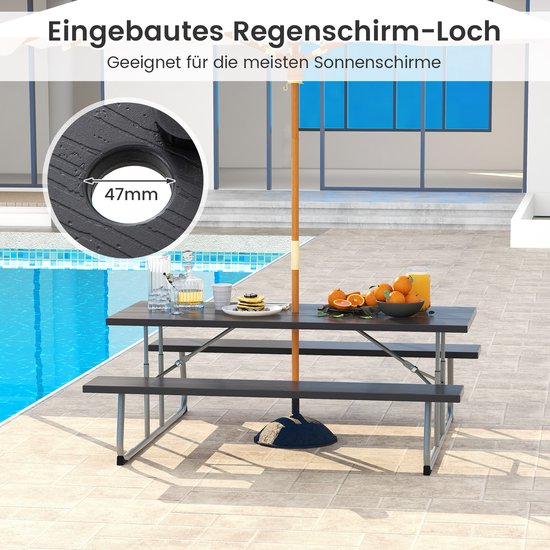 Juskys Bayreuth Biertentgarnituur, 3-delig en inklapbaar, 180 x 70 x 74 cm, 2 bierbanken & biertafel, tuinmeubelset, feesttentgarnituur, camping Juskys Bayreuth Biertentgarnituur, 3-delig en inklapbaar, 180 x 70 x 74 cm, 2 bierbanken & biertafel, tuinmeubelset, feesttentgarnituur, camping