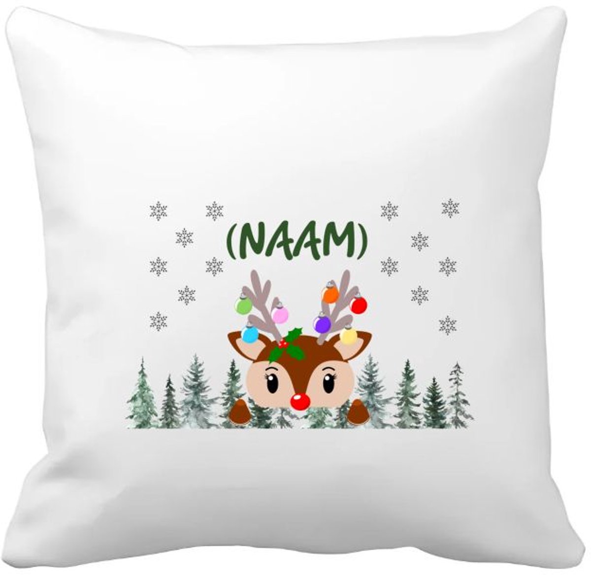 Akyol kerst rendier met eigen naam Kussen hoes - Kerstmis - kerst beker - winter - kerst - christmas - kerst cadeau - 40 bij 40 cm Multicolor