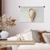 Wandkleed 60x40 cm - Wanddoek Hout - Lepel - Rijst - Wandtapijt - Wandkleden
