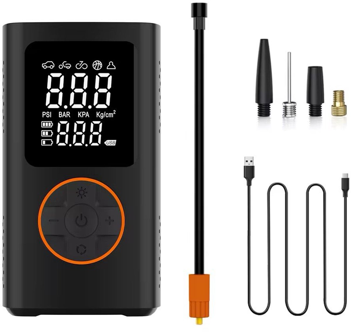 Elektrische Fietspomp - Compressor - Luchtcompressor - Bandenpomp - Ballenpomp - Draadloos - 10.3 Bar - NL Handleiding Digitaal - Vaderdag Cadeau
