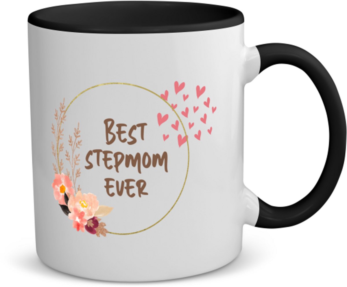 Akyol - bonusmoeder cadeau - koffiemok - theemok - zwart - Moeder - stiefmoeder cadeau - bonusmama - stiefmoeder cadeautjes - moederdag cadeau - mamacadeautjes verjaardag - liefste mama - bonusmama - leuk kado om te geven - 350 ML inhoud