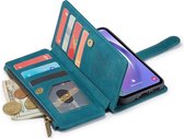 CaseMania Bookcase hoesje geschikt voor Samsung Galaxy S25 - Effen Groen - Kunstleer - Portemonnee met 10 Vakjes voor Pasjes en Ritsvak