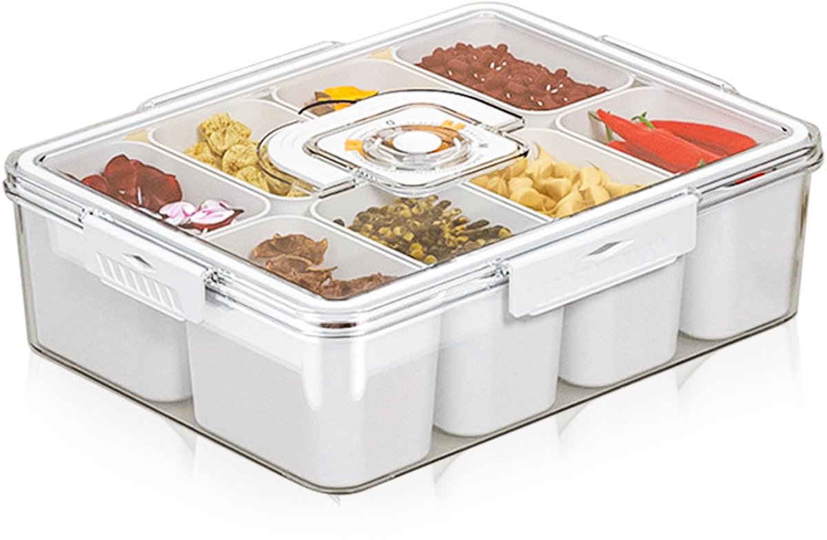 My Ninki ® Handige Draagbare Snackdoos met 8 Compartimenten en Deksel voor Verscheidenheid aan Snacks
