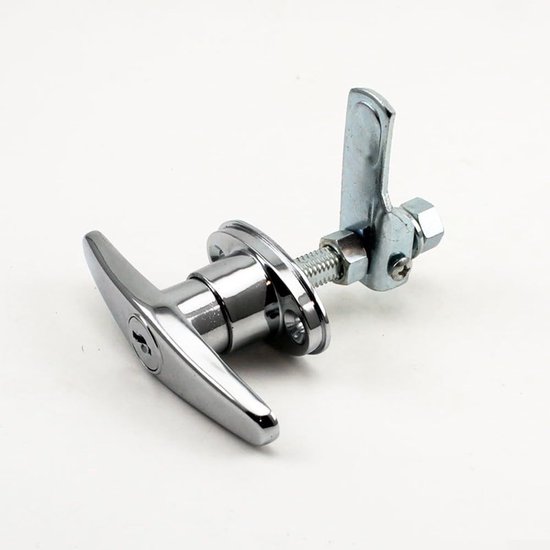 T-greep slot-draaigreep, garagedeur slot, deurslot van zinklegering, 2 sleutels, voor aanhangers, caravans, gereedschapskist, met handvat en afsluitbare functie (zwart