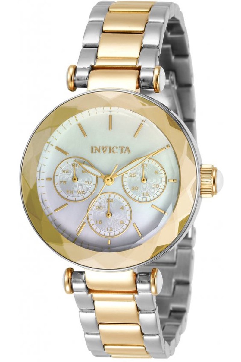 Invicta Angel 31302 Dames Horloge - Waterdicht - Analoog - Quartz Uurwerk - Roestvrij Staal met witte Wijzerplaat - 36mm