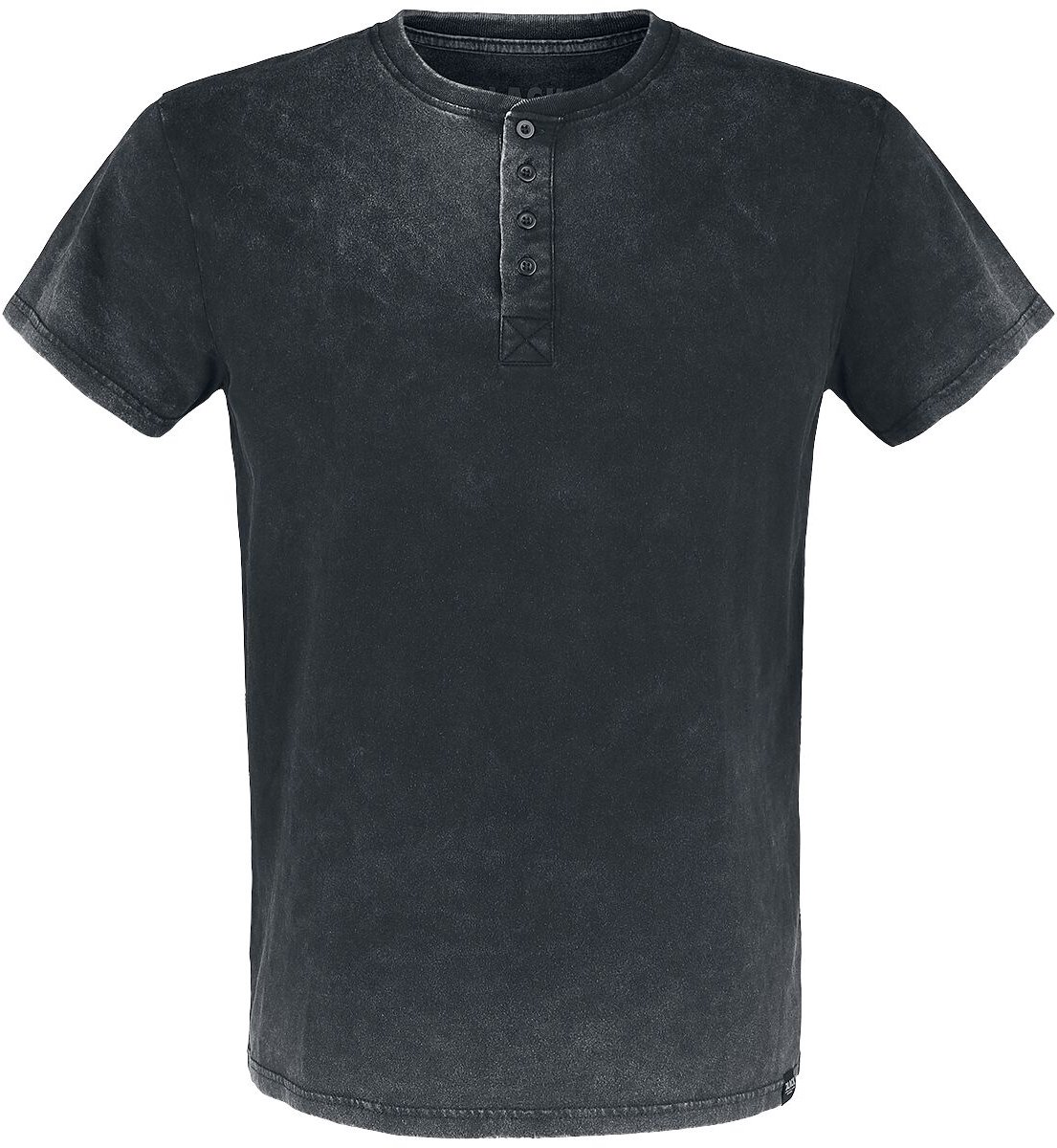 Black Premium by EMP Donkergrijs t-shirt met wash en knopenlijst - Heren - 3XL