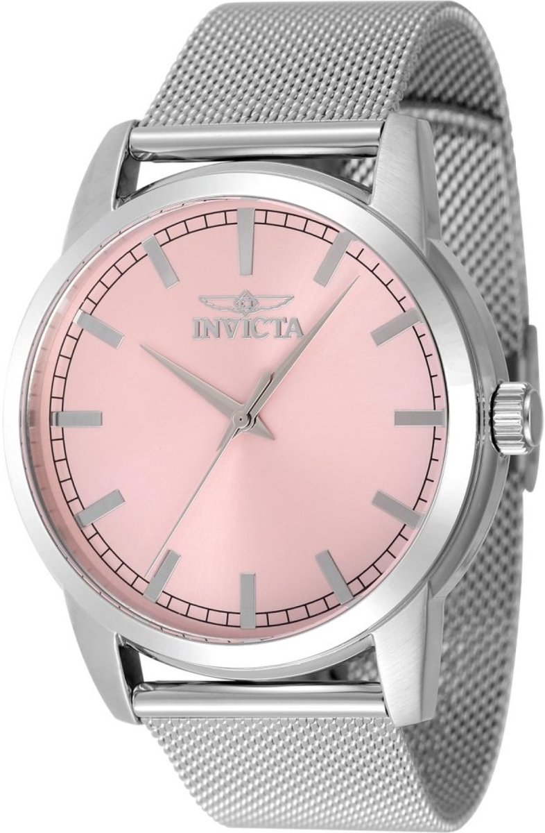 Invicta Celestial 48510 Heren Horloge - Waterdicht - Analoog - Quartz Uurwerk - Roestvrij Staal met roze Wijzerplaat - 43mm