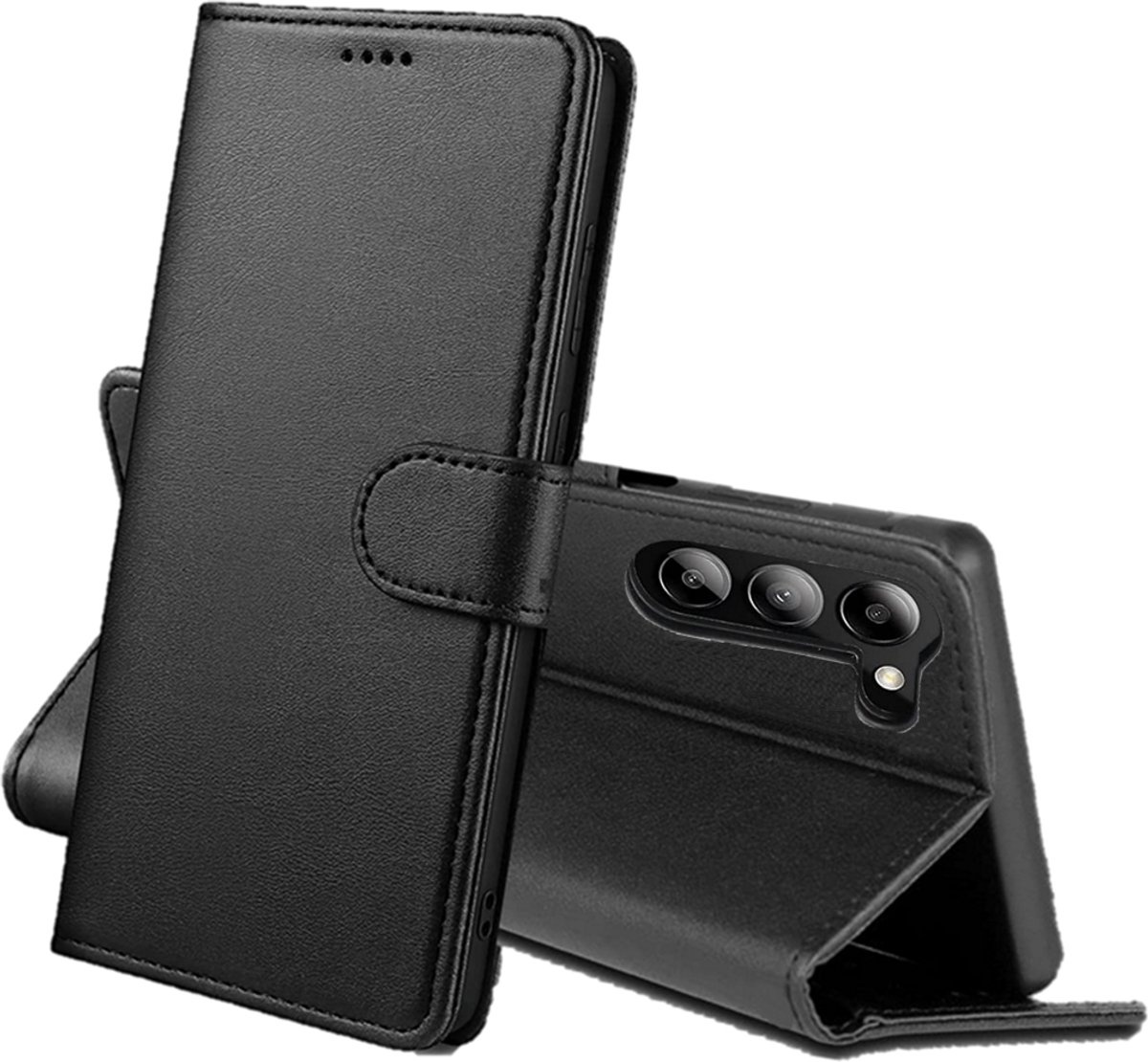 Hoesje Portemonnee voor Samsung Galaxy S25 Zwarte portemonnee met magnetische klep en kaartopslag