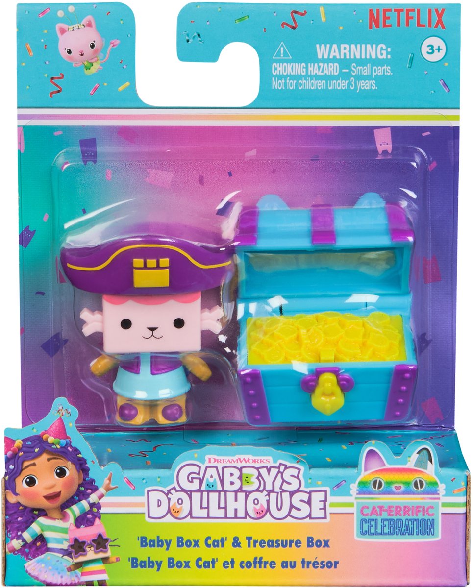 Gabby's Dollhouse, Baby Box Cat en schatkist, set van speelgoedfiguur en poppenhuisaccessoire — cadeau in Spellen & Speelgoed - foto 6