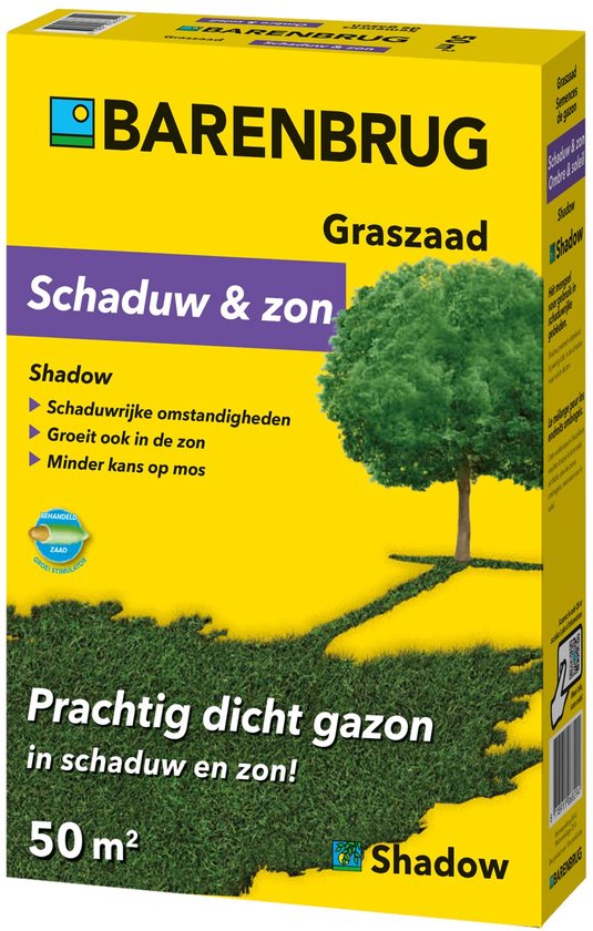 Barenbrug graszaad 1kg tot 50m2 - Shadow gecoat - voor in de schaduw en zon - Sterk speel- en siergazon in de schaduw of in de zon - Dichte grasmat dat mos en onkruid tegengaat