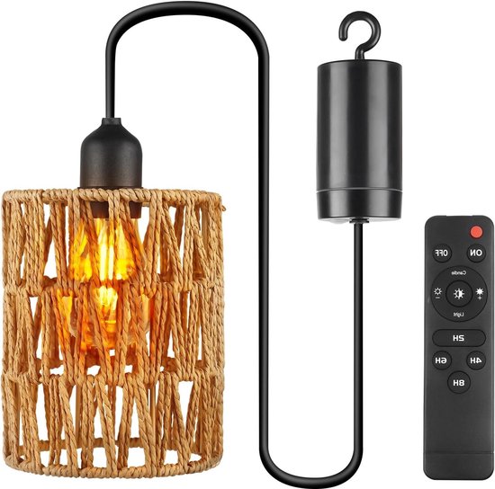 Boheemse Rotan Hanglamp – Handgeweven Rieten Kroonluchter Met E27 Fitt Scandinavisch Design