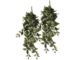 Mica Decoration Tradescantia kunstplant - 2x - hangplant - 54 x 17 cm - Kamer/kantoor planten