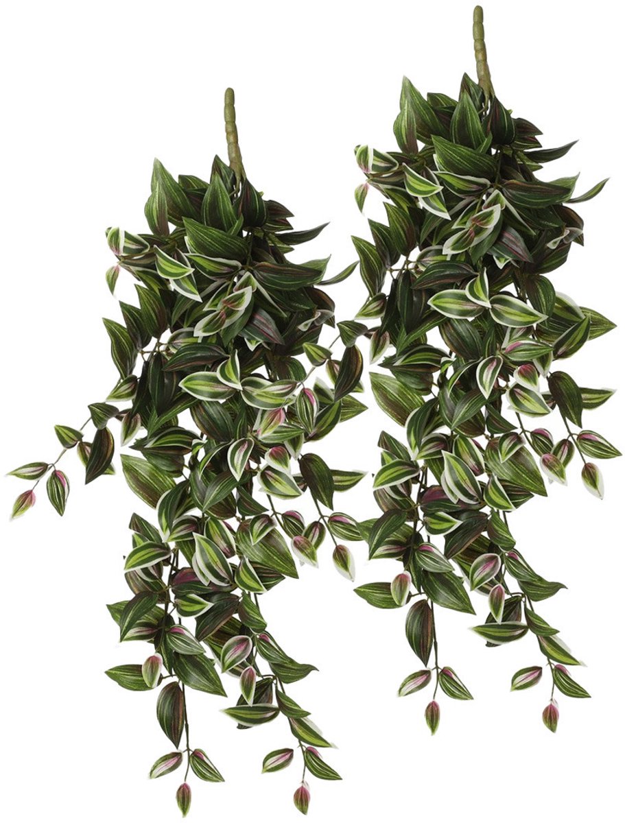 Mica Decorations Mica Decoration Tradescantia kunstplant - 2x - hangplant - 54 x 17 cm - Kamer/kantoor planten Groen
