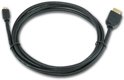 Zwarte HDMI naar Micro HDMI kabel opgerold, met gouden connectoren.