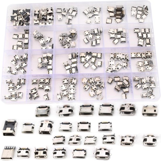 RUNCCI-YUN 240 Stück 24 Werte Micro USB buchse löten Typ B, Micro-USB Reparatur-Ersatzadapter