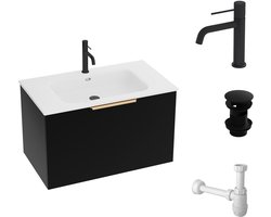 domino Lavita Oregon 80cm Badezimmer Set, Weiße Geräumige Standbadkamermeubel, keramiek wastafel, Stylisches en Funktionales design, Verchromter