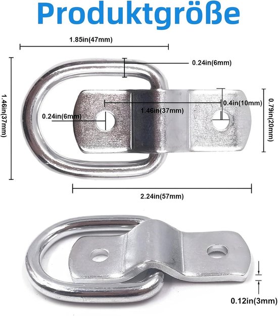 SUPAWAY 4 stuks zware belasting sjorringen, bevestigingspunt Schroefbaar 5443 kg sjorringen D-ring met schroeven, aanhanger-sjorring, aanhanger accessoires voor aanhangers, auto, vrachtwagen, boot