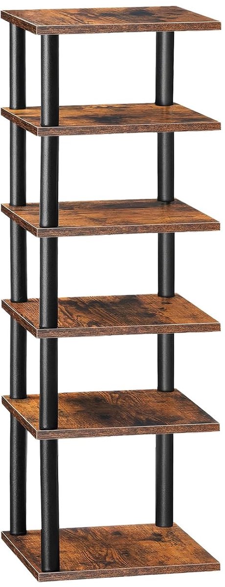 TRANKIELO® - Donkerbruin-zwart 6-laags schoenenrek – Ruimtebesparend en stijlvol design – Ideaal voor hal en slaapkamer