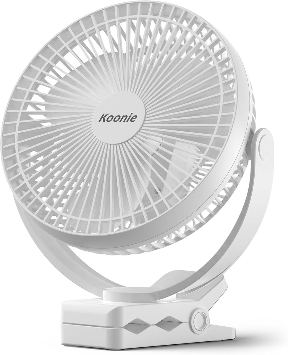 Oplaadbare Draagbare Ventilator 10000 mAh - 8 Inch Clip-on USB Ventilator met 4 Snelheden, Ideaal voor Kantoor, Auto en Outdoor
