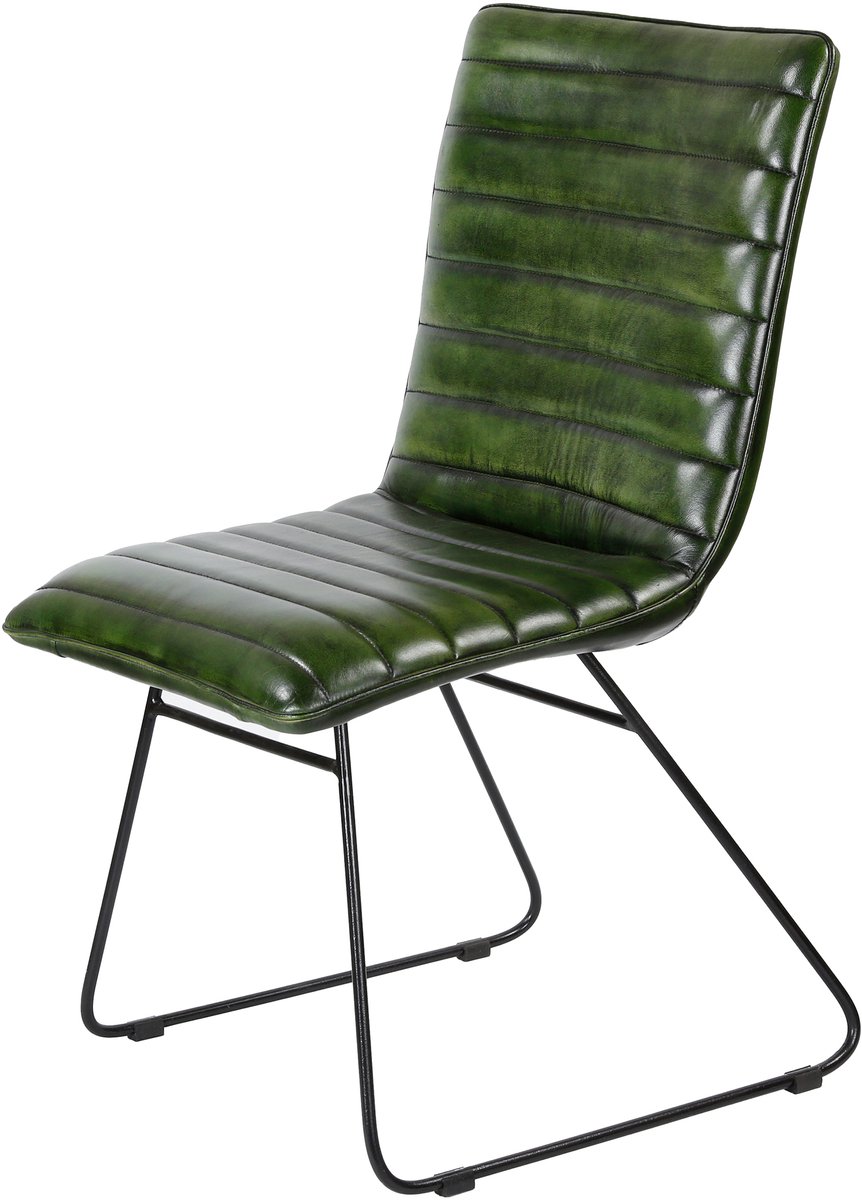 Eetkamerstoel leer groen - Leren fauteuil