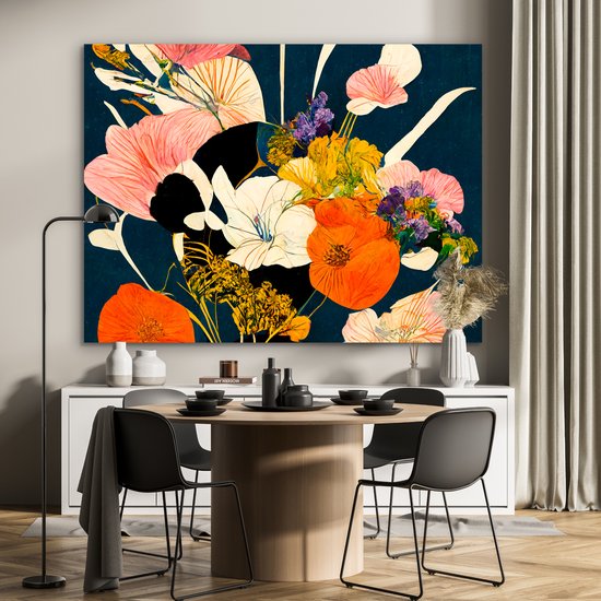Décoration murale Métal - Aluminium Peinture Industriel - Fleurs - Vase - Tableau - Plantes - 160x120 cm - Dibond - Photo sur aluminium - Décoration murale industrielle - Pour le salon/chambre