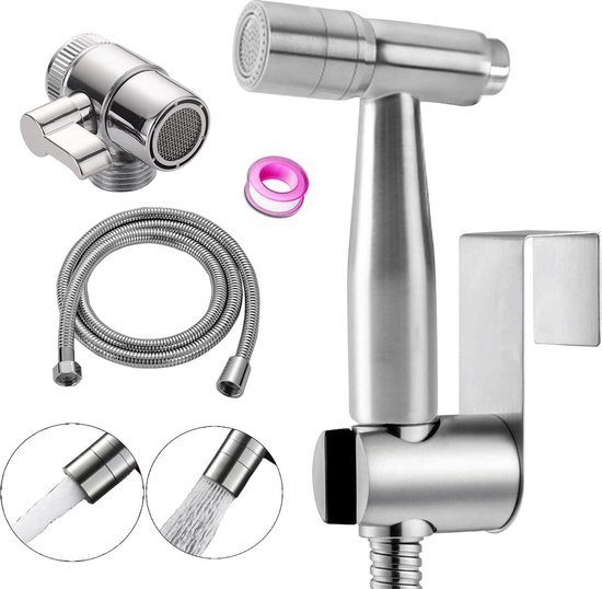 Roestvrijstalen handdouche bidet toiletsproeier - dubbele modus jet