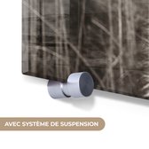 MuchoWow® Tableau sur verre 40x30 cm - Tableau acrylique sur verre - Highlander écossais - Vache - Animaux - Zwart - Wit - Photo sur verre - Décoration murale salon - Décoration murale chambre - Peintures