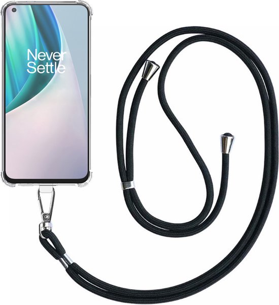 Coque de téléphone compatible avec OnePlus Nord N10 transparente antichoc avec cordon de téléphone universel détachable - Coque de protection en Siliconen antichoc avec cordon - Smartphonica compatible avec OnePlus Nord N10 5G