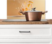Spatscherm keuken 60x30 cm - Kookplaat achterwand Peach - Eten - Taart - Oranje - Muurbeschermer - Spatwand fornuis - Hoogwaardig aluminium