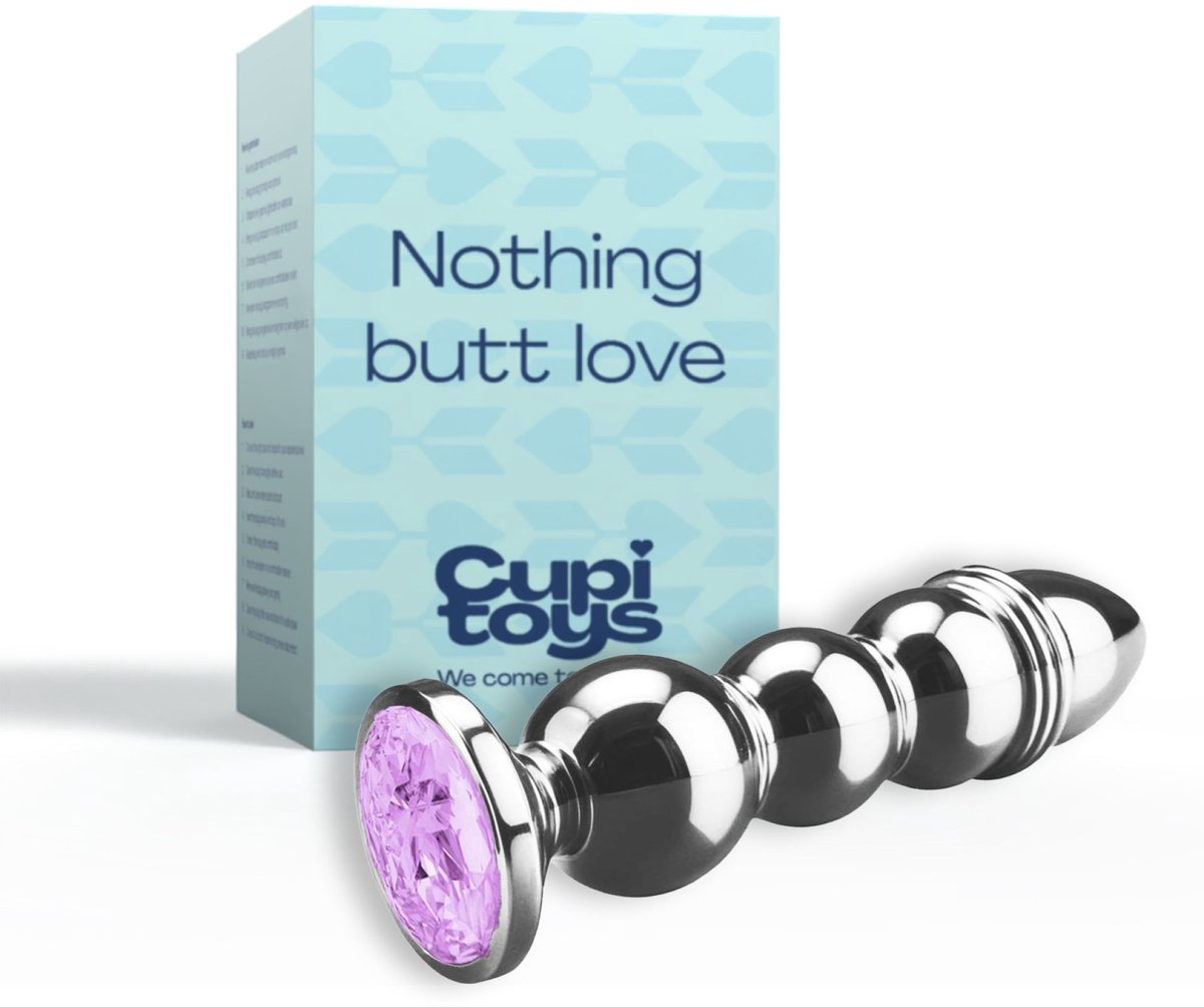 Goedkoopste Cupitoys® Metalen buttplug - Zilver - Diamant lichtpaars - Puntig bolletjes - Sex toys voor vrouwen - Sex toys voor mannen - Buttplugs