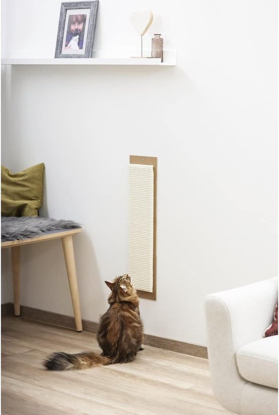 Krabplank voor katten, L-vormig krabkarton voor katten, 60 cm, sterke kattenkrabplank met balspeelgoed, kwaliteitskarton, meerdere krabhoeken voor muur en hoek