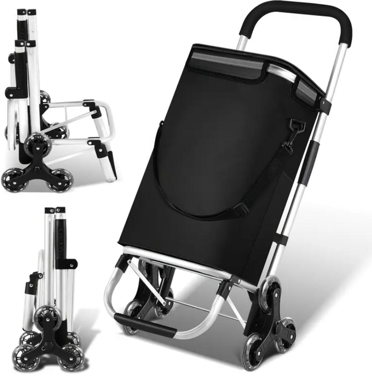Dutchers® Boodschappentrolley - Aluminium frame - Opvouwbaar - Zeer licht in gewicht 2,6kg - Geïntegreerde koelvak Afneembare tas - 40kg draagvermogen - Geschikt voor traptreden - Licht & handzaam - Makkelijk meenemen