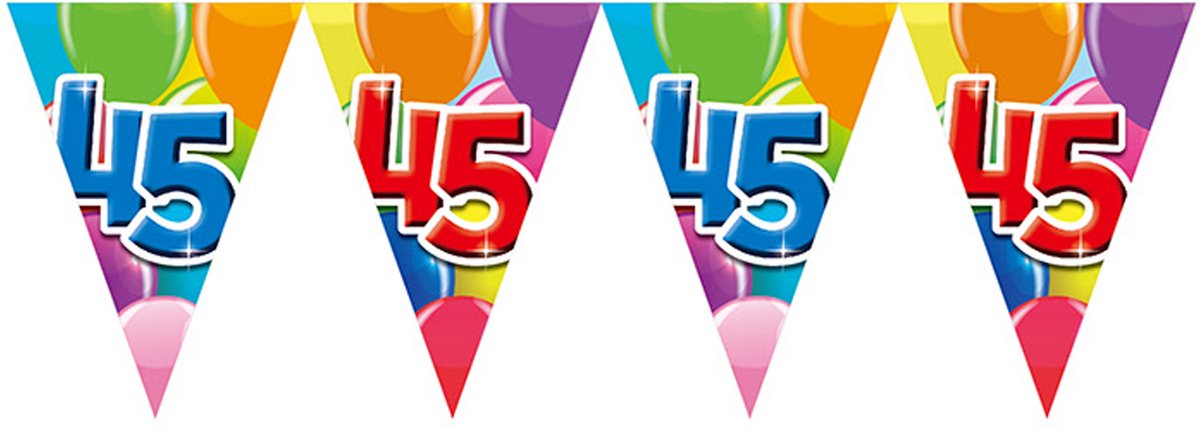12x Vlaggenlijn 45 jaar 10 meter dubbelzijdig bedrukt - Verjaardag Feestje Vlag Vlaggen Versiering Slinger Feestdecoratie Decoratie