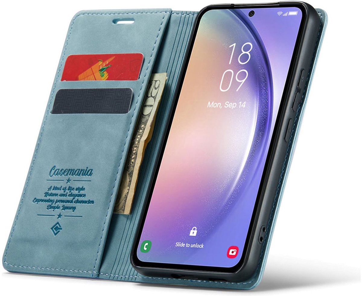 CaseMania Bookcase hoesje geschikt voor Samsung Galaxy A26 - Effen Aqua - Kunstleer