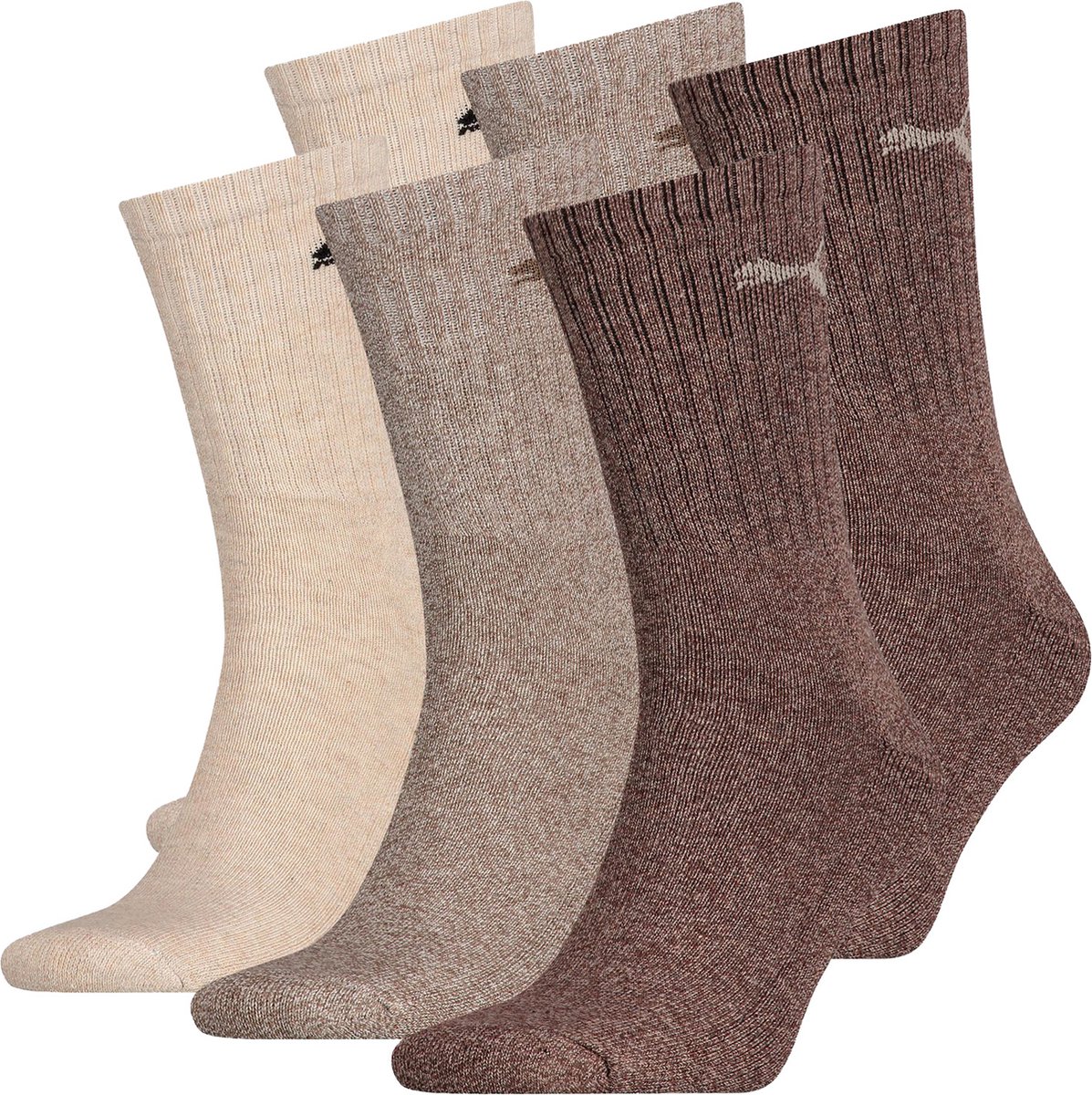 SOKKEN 6 paar Puma sportsokken tennissokken 49 Unisex voor hem en haar 717 – Chocolate/walnut/safar