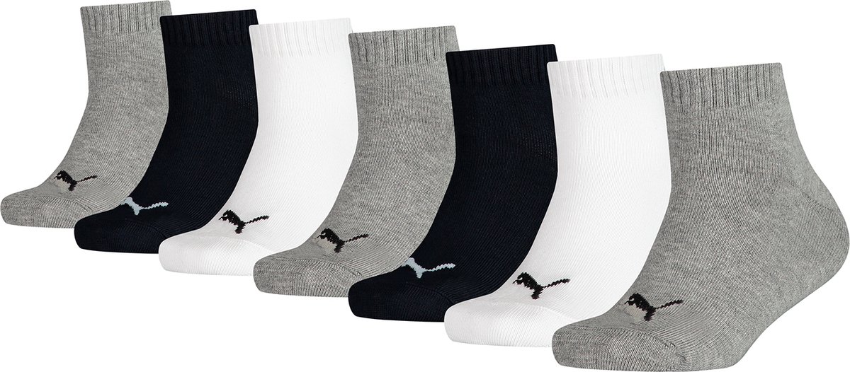 Puma KIDS Quarter Socks sneakermaat 23 42 voor meisjes en jongens 7 paar Zwart