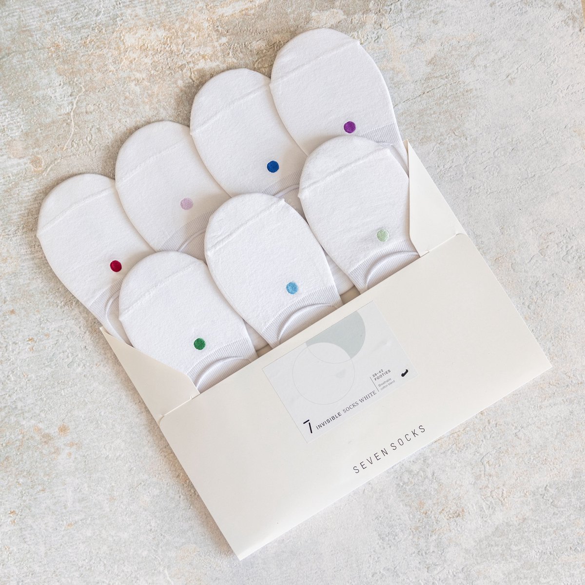 Seven Invisible Socks - White - maat: 39-42
