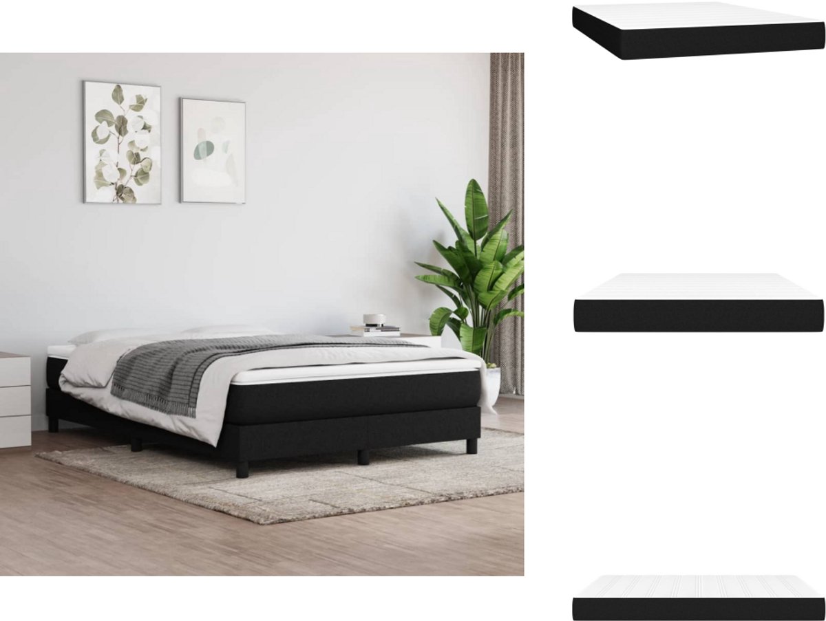 vidaXL Pocketveringmatras - Pocketveringmatrassen - Matras - Pocketvering Matras - Pocketveringmatras 140x190x20 cm stof zwart