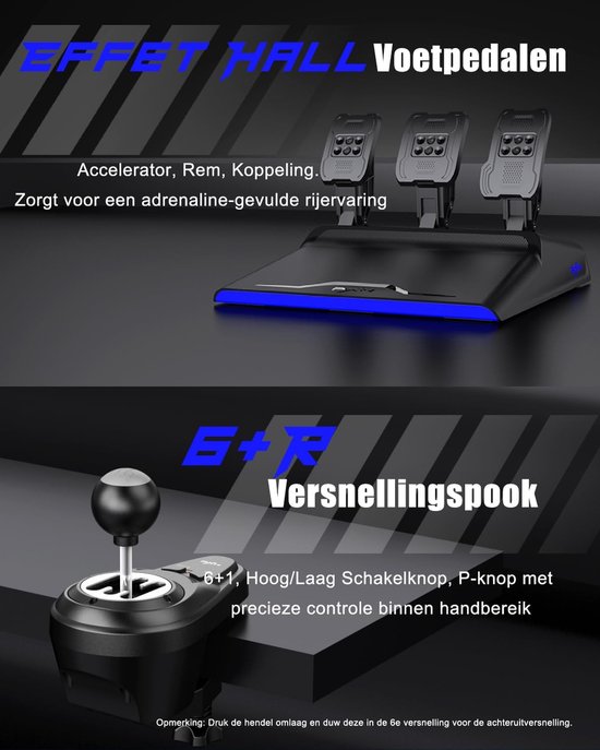 PXN - V99 - High end Race Stuur - Met Pedalen en Shifter - Force Feedback - Game Stuur - Geschikt voor PS4 - Xbox One - PC - Xbox Series X|S - PS3 - Nintendo Switch - Met App van PXN — afbeelding 2