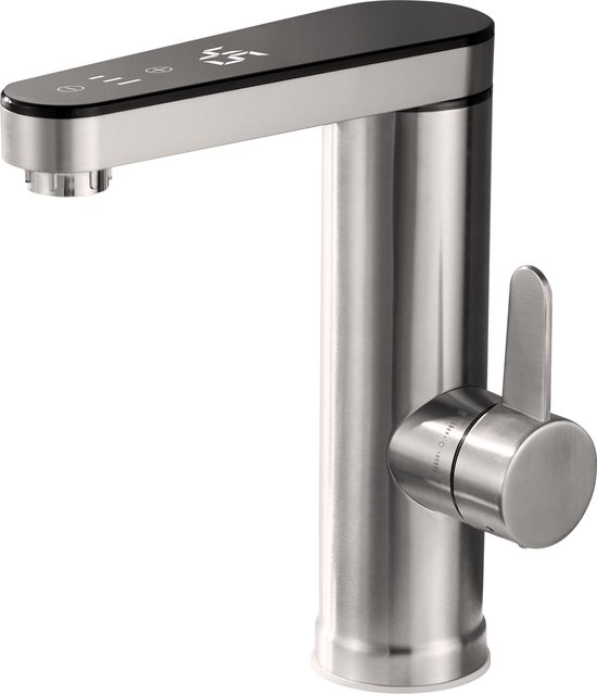 Robinet électrique avec chauffe-eau instantané Chauffe-eau Smart - Robinet d'eau chaude - Chaudière à eau - Robinet de cuisine - Acier inoxydable