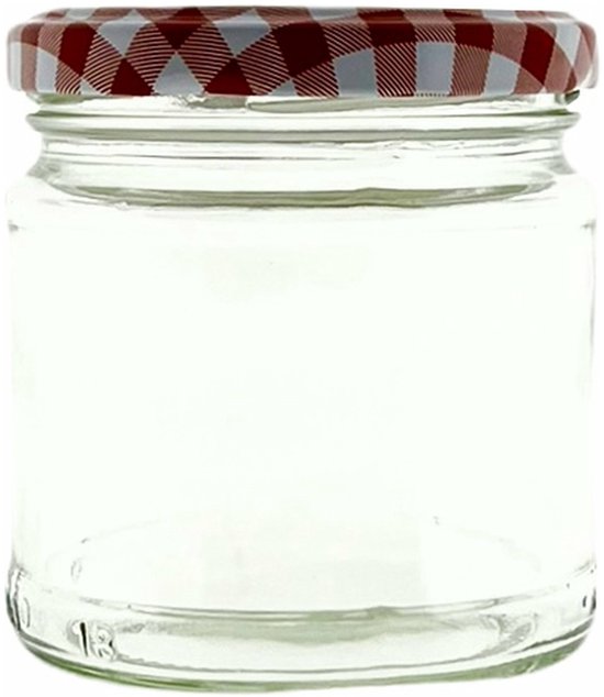 Confituurpot Jampot Inmaakpot met Geruite schroefdeksel van 210 ml - 7 x 7 cm - 12 stuks