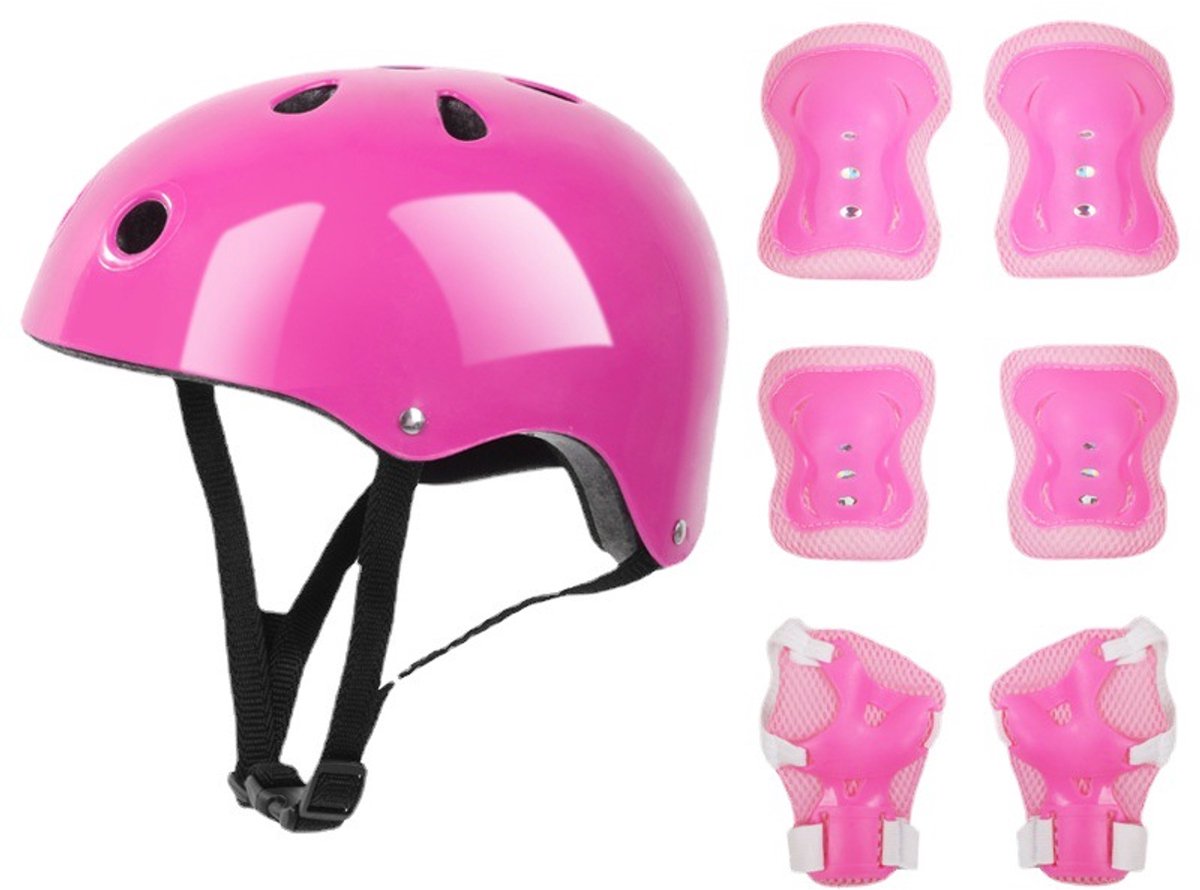 7-delig beschermend kinderpak – ademend en slijtvast – beschermende uitrusting voor skateboarden, fietsen, rolschaatsen, rotsklimmen en skiën – inclusief helm – elleboogbeschermers, kniebeschermers en polsbeschermers – unisex voor kinderen van 5-15 j