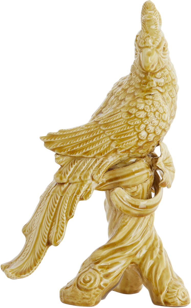 Ornament BIRD - 22.5x14x39cm - Geel