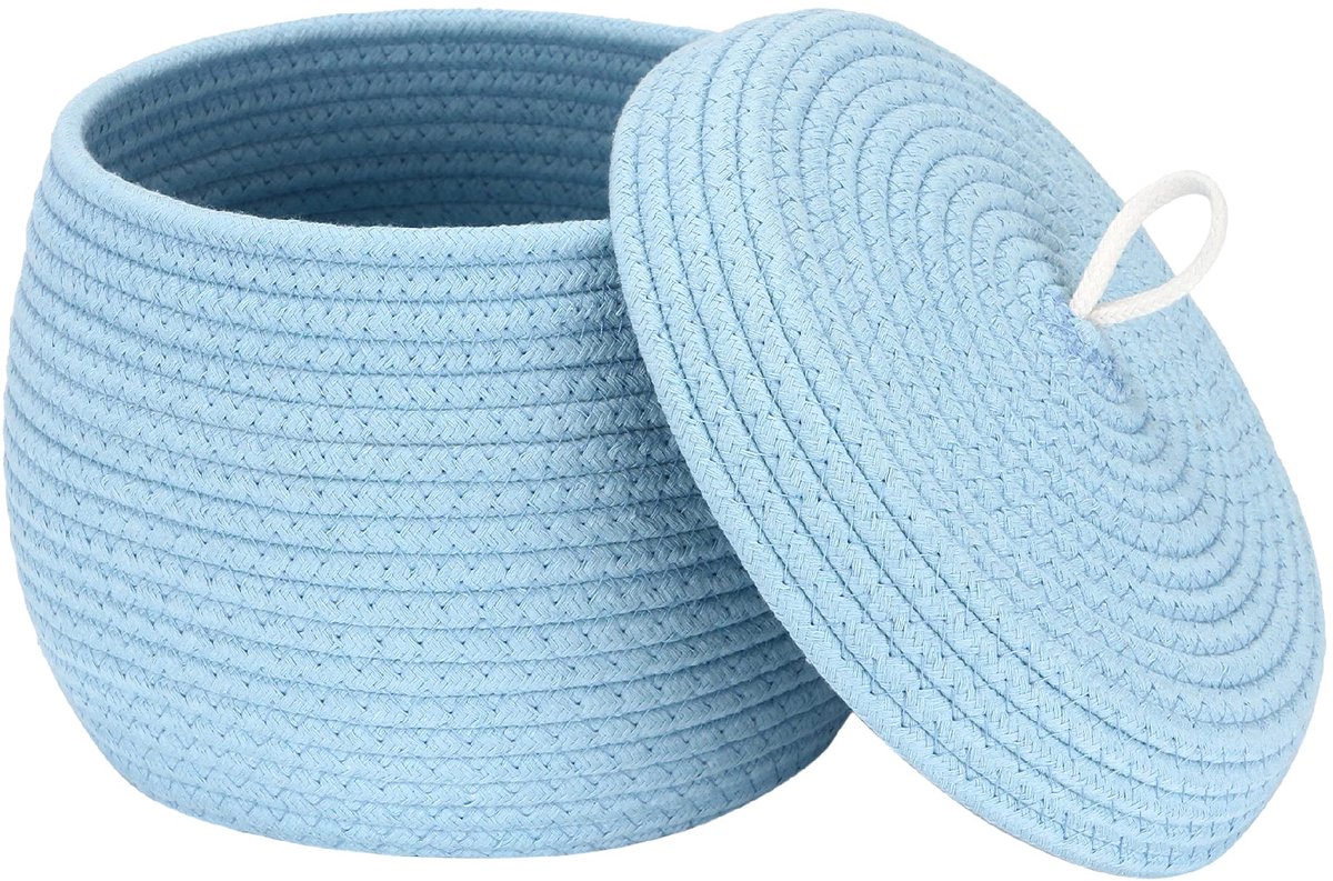 My Ninki ® Elegante en Multifunctionele Opbergmand van Katoenen Touw met Deksel voor Diverse Gebruikstoepassingen