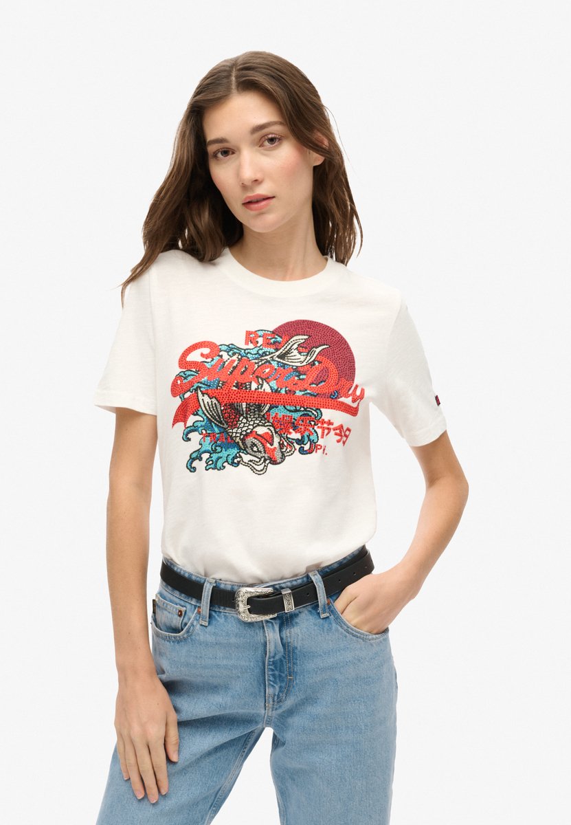 Superdry Tokyo Relaxed T-shirt met vintage logo en print Dames T-shirts Wit