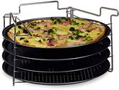 Bol.com Pizzaplaat met standaard set van 4 antiaanbaklaag antraciet 20 x 32 x 32 cm geschikt voor ovens tot 270°C aanbieding