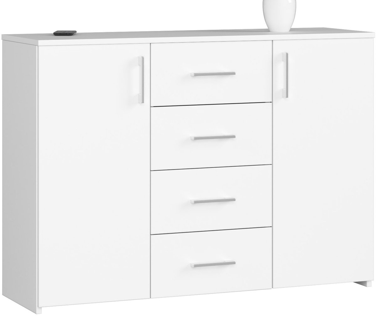 Ladekast K45 met 4 Lades en 2 Deuren / AKORD Furniture Factory / Wit / 110 x 80 x 35 cm