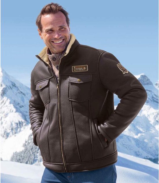 Kanpola Fieldjacket heren winter bomberjack leren jas met capuchon, vintage, warm pilotenjack, grote maat, vrijetijdsjas