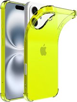Smartphonica Telefoonhoesje Geschikt voor iPhone 16 Transparant Schokbestendig Siliconen Hoesje met Stootrand - Shockproof Back Cover Case - Neon Geel geschikt voor iPhone 16